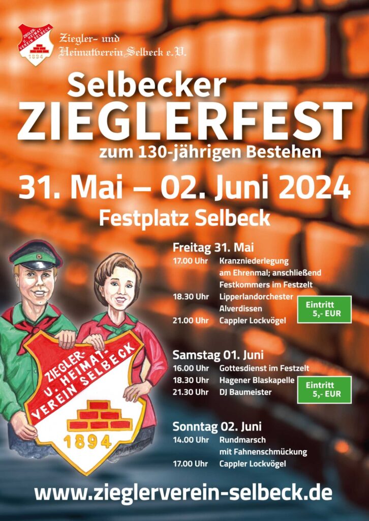 Plakat Selbecker Zieglerfest 2024 mit Programmablauf